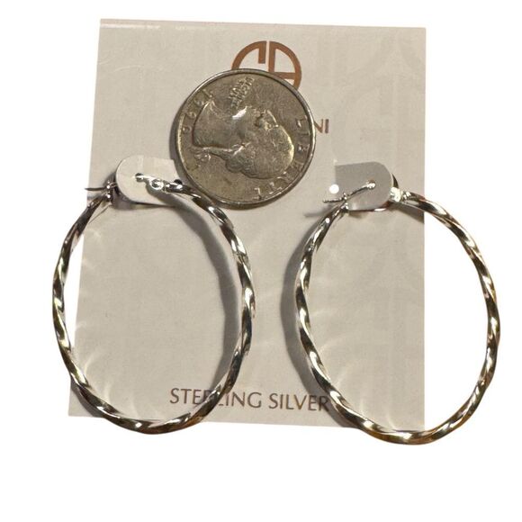 Giani Bernini Silver Curved Hoop Earrings - Picture 3 of 5